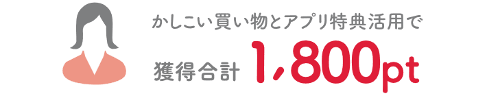 かしこい買い物とアプリ特典活用で獲得合計1,800pt